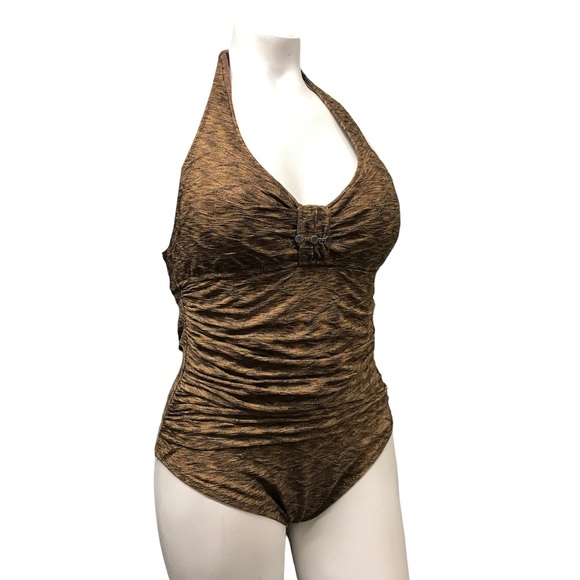 Anne Cole Brown with Gold One Piece Mokini - Picture 8 of 8